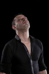 Obraz premium Man portrait with closed eyes