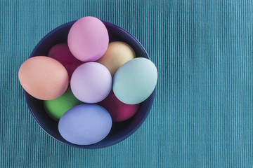 Bowl of colorful Easter eggs