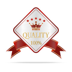 Luxury silver and red quality shields label