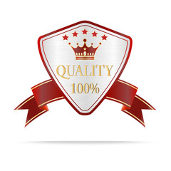 Naklejka premium Luxury silver and red quality shields label
