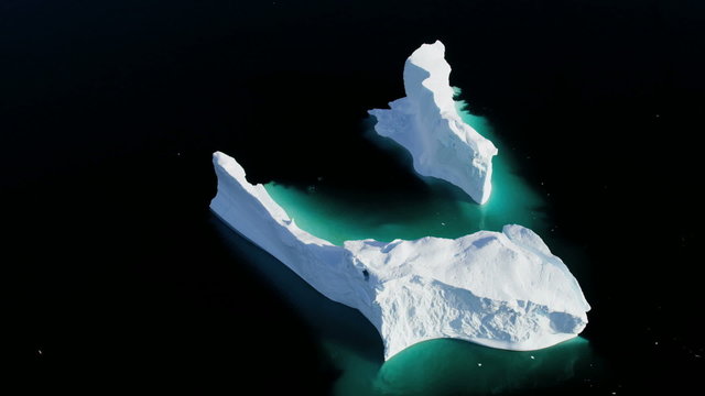 Aerial Melting Arctic Icecap Glacial Frozen Water Disko Bay Greenland