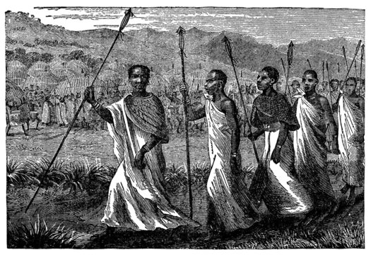 Victorian Engraving Of An Indigenous African Village Chief