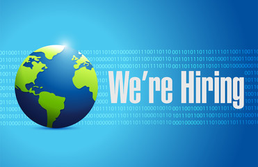 we are hiring globe sign illustration design