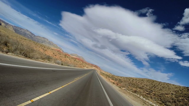POV vehicle driving Red Rock Canyon State Park Keystone Thurst Nevada USA