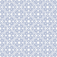 Blue ornament, white background.