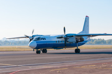 Fototapeta na wymiar Turboprop airliner for small and medium lines
