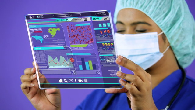 Touch screen Indian surgeon networking technology medical motion graphics