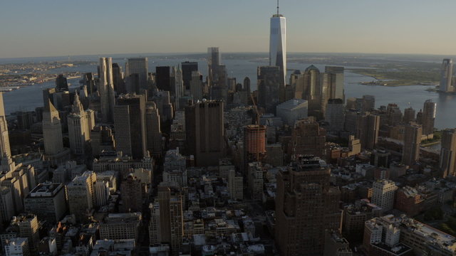 Aerial 1 WTC Skyscrapers Manhattan Hudson River New Jersey USA 