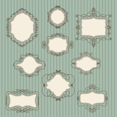 set of vintage frames on retro background