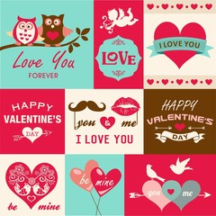 Fototapeta na wymiar Valentine's day labels, icons and design elements collection