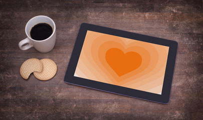 Heart shape backgound on tablet