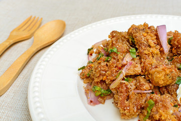 Spicy fried chicken salad