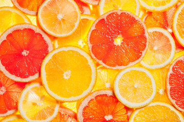 Colorful citrus fruit slices - obrazy, fototapety, plakaty
