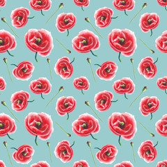 watercolor poppy pattern