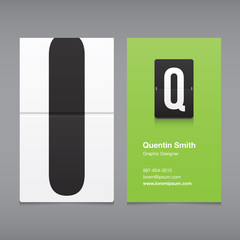 Business card with a letter logo, alphabet letter Q