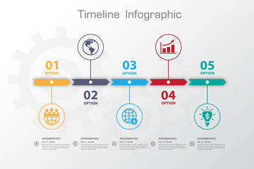 Long Shadow Design clean number timeline template/graphic or web