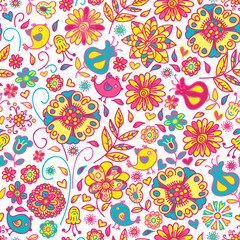 seamless pattern of spring flowers