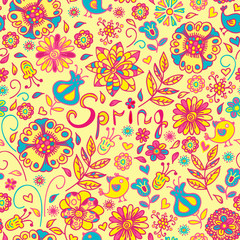 Fototapeta na wymiar seamless pattern of spring flowers