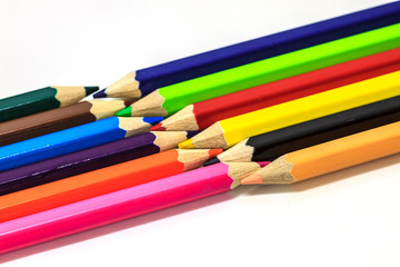 Fototapeta premium Colour pencils on white