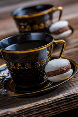 Coffee and macaroons for dessert
