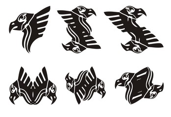 Tribal eagle head symbols