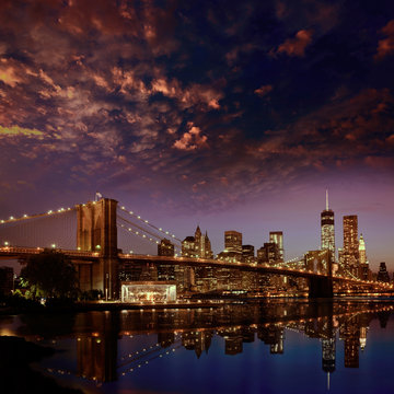 Brooklyn Bridge sunset New York Manhattan