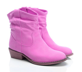 Women's pink shoes on a white background