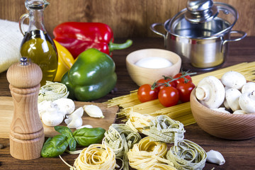 Spaghetti and pasta ingredients