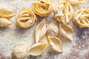 raw pasta and flour - Powered by Adobe