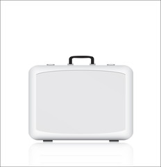 Silver briefcase on white background