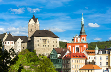 Fototapeta premium Loket Castle with town, Czech Republic