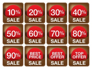 Sale labels with discount message for retail business