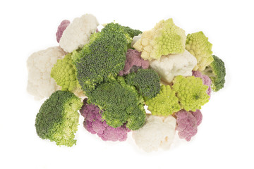 Cauliflower broccoli and roman cabbage heap