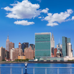 Manhattan New York sunny skyline East River NYC