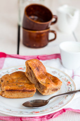 vegetarian apricot pie pudding with golden brown