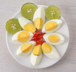 boiled egg spicy salad, thai food