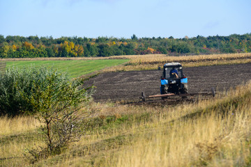 Tractor plowing