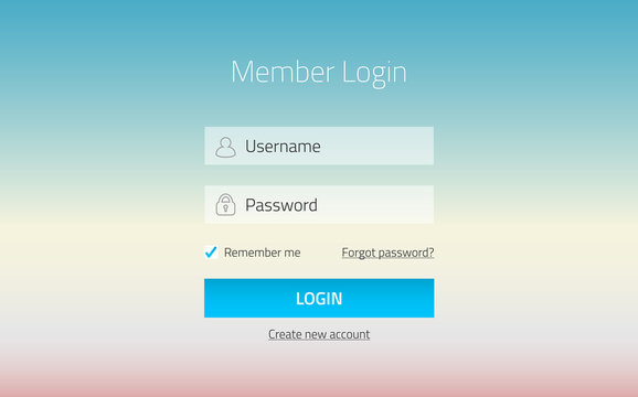 Modern member login website form with tranparent effect
