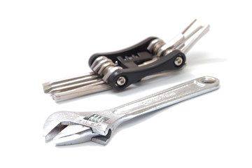 Fototapeta premium Silver wrench isolated on white background