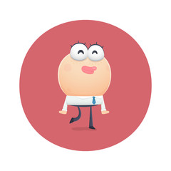 funny character behaves like a shy girl