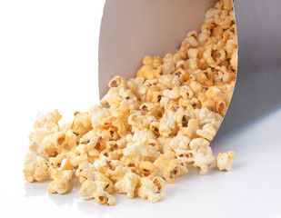 Popcorn in  cardboard box for cinema