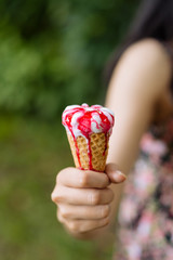 Melting strawberry ice-cream