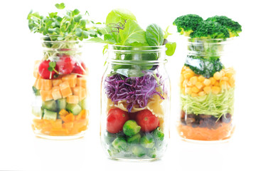 fresh colorful salad in the jar