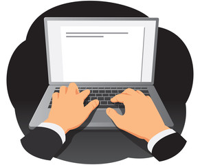 Businessman hands are typing on laptop keyboard