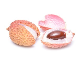 Lychees isolated on white background
