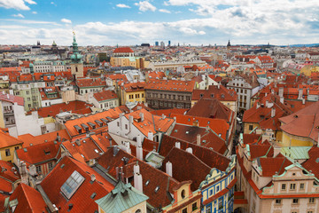 Fototapeta na wymiar Prague spires from above