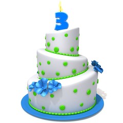 Birthday cake with number three