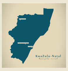 Modern Map -KwaZulu Natal ZA