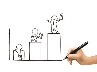 growing business graph drawn by 3d hand