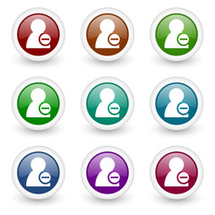 remove contact web icons vector set